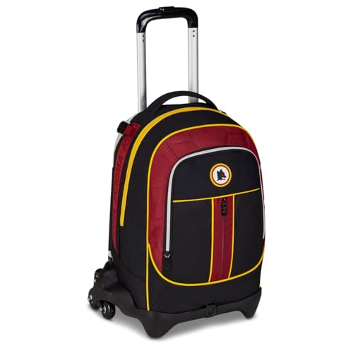 Seven As Roma Trolley Scuola Jack 3 Ruote, Nero, Zaino Con Carrello Sganciabile Da 33 Litri, Per Scuola Elementare E Media, Bambino, Calcio