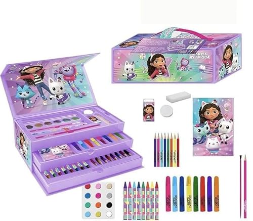 Gabby'S Dollhouse Set Di Cancelleria Colorata – Kit Scuola Completo Con Pennarelli, Matite Colorate E Accessori Decorati Con Personaggi Della Serie Pe