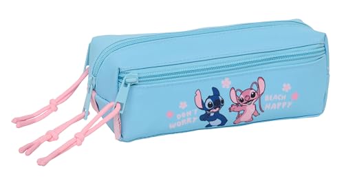 Safta Stitch Happy - Astuccio Triplo Piccolo, Astuccio Per Bambini, Ideale Per Bambini In Età Scolastica, Comodo E Versatile, Qualità E Resistenza, 22