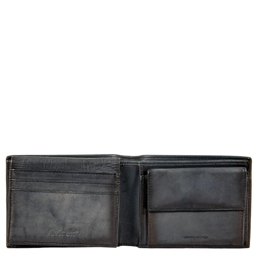 Avirex, Collezione Bell, Portafoglio Da Uomo In Pelle – Stile Vintage, Vera Pelle Tamponata A Mano, 9 Portacarte, Tasca Portamonete, Doppio Scomparto