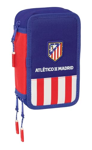 Safta Atletico De Madrid - Astuccio Scuola Con 37 Utili Inclusi, Astuccio Per Bambini, Ideale Per Bambini Dai 5 Ai 14 Anni, Comodo E Versatile, Qualit