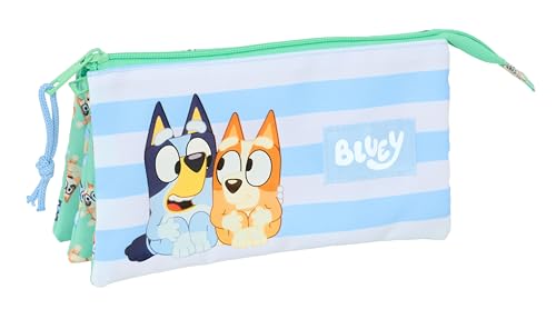 Safta Bluey Sisters - Astuccio Triplo, Astuccio Per Bambini, Ideale Per Bambini In Età Scolastica, Comodo E Versatile, Qualità E Resistenza, 22 X 3 X