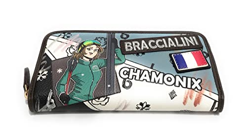 Portafoglio Zip Around Braccialini Cartoline Chamonix Marrone A23Br10 B16811 Multicolore