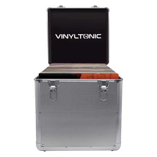 Vinyl Tonic |Custodia Per Lp In Vinile Da 30,5 Cm, Interno Completamente Foderato. Angoli In Acciaio Rinforzato, Maniche In Vinile Incluse, Argento, C