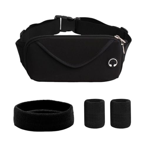 1 Marsupio Nero Con 2 Braccialetti E 1 Fascia Per Capelli, Marsupio Per Sport All'Aria Aperta, Marsupio Multifunzionale, Marsupio Impermeabile, Access