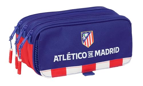 Safta Atletico De Madrid - Astuccio Triplo Grande, Astuccio Per Bambini, Ideale Per Bambini In Età Scolastica, Comodo E Versatile, Qualità E Resistenz