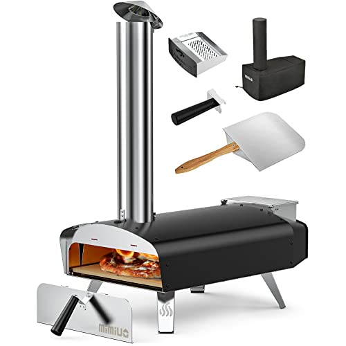Mimiuo Forno A Legna Per Pizza, Portatile Forno A Pellet Per Pizza Con Pietra Per Pizza E Pala Per Pizza Per Ambienti Esterni,Nero