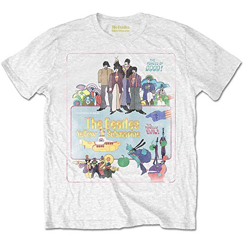 T-Shirt # L Unisex White # Yellow Submarine Vintage Movie Poster