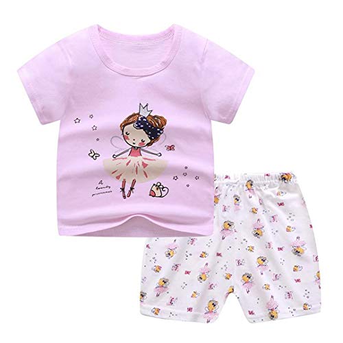 "Baby Girls' Summer Cotton 2 Piece Set Toddler Girl Cute Strawberry Print T Shirt + Shorts P50 3T