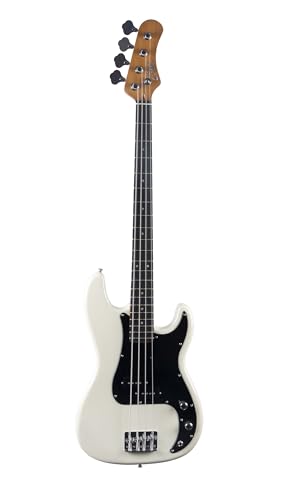 Eko Guitars – Basso Elettrico Pb‑400, Corpo Pawlonia, Manico Acero, Tastiera Laurel, 2 Pickup Split‑Coil, Ponte Vintage, 21 Tasti, Colore Vintage Whit