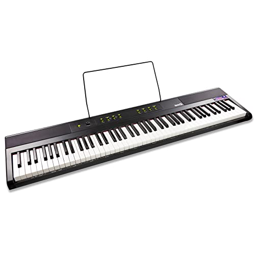 Rockjam 88 Key Digital Piano With Full Size Semi-Weighted Keys, Power Supply, Sheet Music Stand, Piano Note Stickers & Simply Piano Lessons