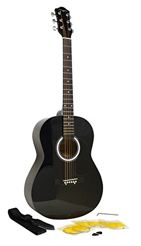 Martin Smith Chitarra Acustica Con Corde, Plettri E Tracolla Per Chitarra, Nera