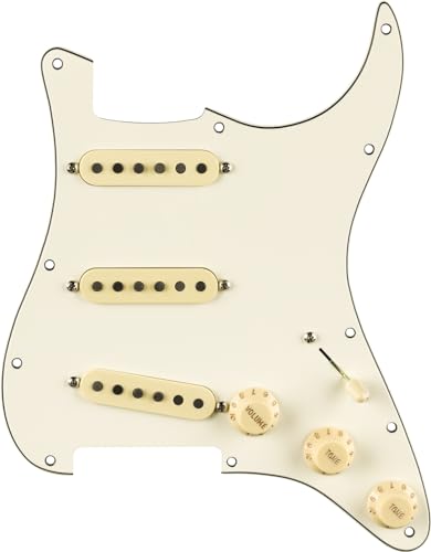 Fender '65 Strat Pre-Wired Pickguard Parchment - Pickup A Bobina Singola Per Chitarra