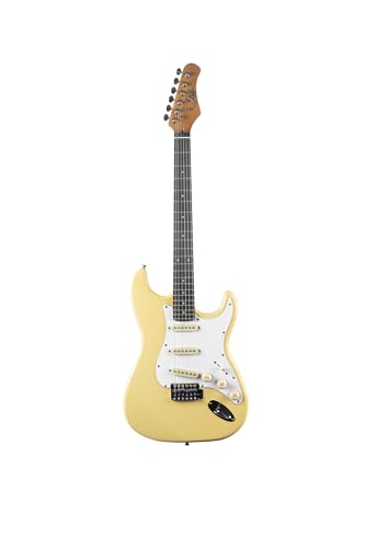 Eko Guitars - Chitarra Elettrica St‑300, Corpo Pioppo, Manico Acero, Tastiera Laurel, 3 Pickup Single‑Coil, Ponte Tremolo, Colore Cream