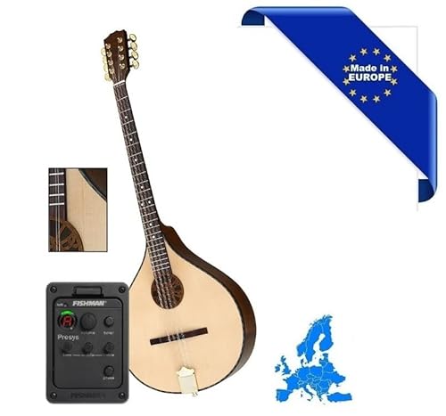 Bouzouki Concert Irlandese Amplificato Fishman Presys-101 Top Abete Massello Fondo Fasce Acero Massello Binding Rosetta Intarsiati Manico Acero Tastie