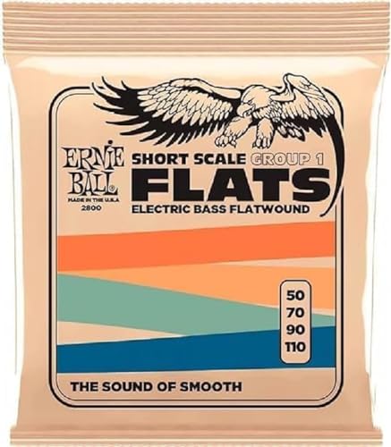 Ernie Ball Short Scale Flatwound Group 1, Corde Per Basso Elettrico A Scala Corta, Diametro 50-110