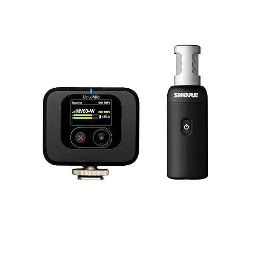 Shure Kit Microfono Senza Fili Movemic 88+ Senza Fili Kit Registratore Audio Professionale Per Film/Registrazione Di Interviste,| Compatibile Con Ios/