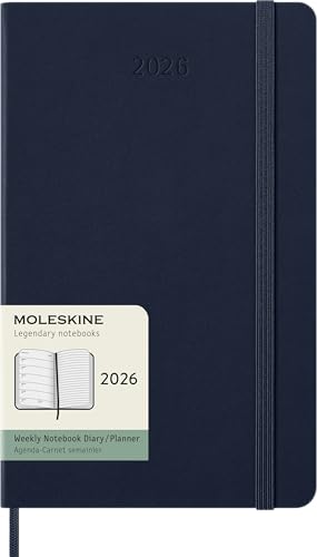 Moleskine Weekly Planner, Agenda Settimanale 2026 12 Mesi Con Spazio Per Note, Con Copertina Rigida E Chiusura Elastica, Formato Large 13X21, Colore B