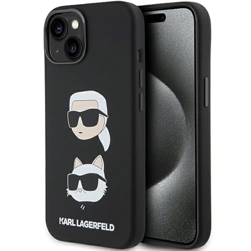 Karl Lagerfeld Karl Lagerfeld Klhcp15Ssdhkcnk Custodia Per Iphone 15 6.1" Silicone Nero Testa Karl&Choupette