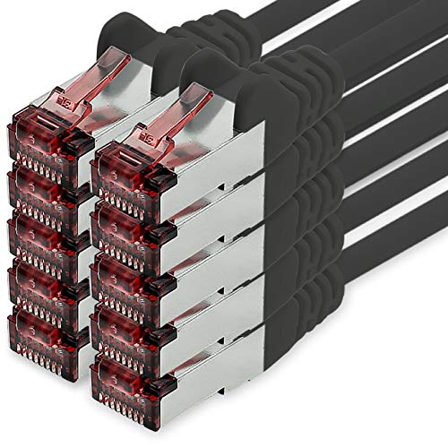 Freiwerk Cavo Di Rete Cat.6 1M Nero - 10 X Cavo Ethernet Lankabel Cat6 Cavo Di Rete Lan Sftp Pimf Patchcable 1000 Mbit S Compatibile Con Cat5 Cat5E Ca