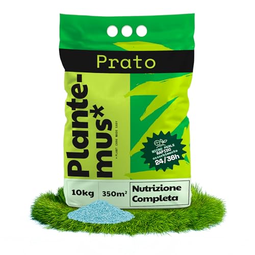Plantemus Concime Prato Complete. Npk (12-11-18) + Micronutrienti, Verde, Denso E Durevole, Granulare In Perle Ultrasolubili, 10 Kg Copre 350 M²