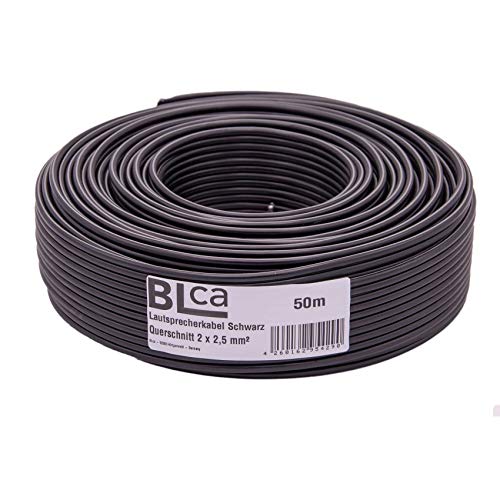 Dcsk Blca - 2 X 2.5 Mm² - 50M -Cavo Per Altoparlanti - Hifi Cavo Per Altoparlanti E Casse Audio Per Auto, Cca Rame, Nero