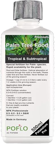 Poflo Fertilizzante Per Palme, 500 Ml, Linea Professionale, Per Radici Di Palme, Fertilizzante Per Foglie High Tech, Per Piante In Vasi E Aiuole.
