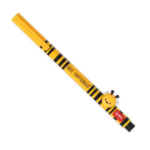 Legami - Penna Gel Con Animaletto Decorativo - Lovely Friends, Tema Bee, Evita Il Rotolamento, Inchiostro Nero, Animaletto Rimovibile E Ricombinabile,