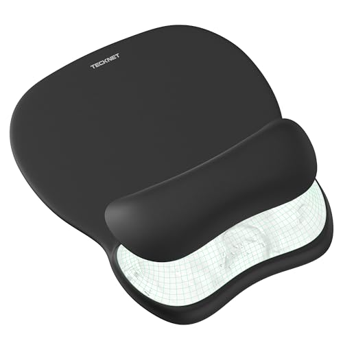 Tecknet Tappetino Mouse Poggiapolsi, Ergonomico Mouse Pad, Tessuto In Lycra Impermeabile E Facile Da Pulire, Riempimento In Gel, Rimbalzo Rapido, Tapp
