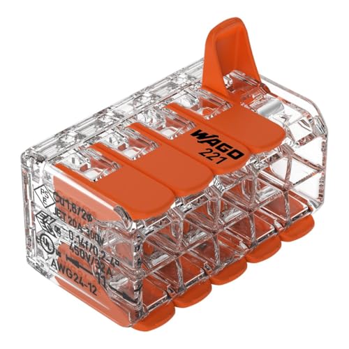 Wago Terminali Di Collegamento 221 – 420 | 10 Conduttori, Fino A 4 Mm², Connettori Per Cavi Compact Con Leve Per Tutti I Tipi Di Conduttori In Tutto I