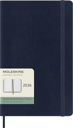 Moleskine Weekly Planner, Agenda Settimanale 2026 12 Mesi Con Spazio Per Note, Con Copertina Morbida E Chiusura Elastica, Formato Large 13X21, Colore
