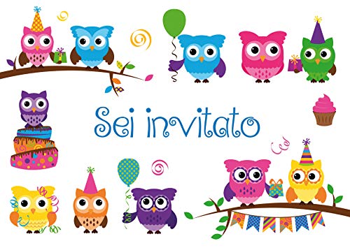 Edition Colibri 10 Inviti Per Festa Di Compleanno; Motivo: Gufi/Inviti Di Compleanno Per Bambini/In Italiano (10645 It)