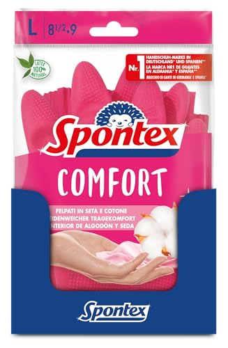 Spontex Comfort, Guanti Domestici Per Protezione E Comfort Ottimali, Taglia L, 12 Paia