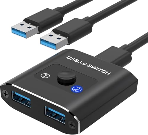 Switch Usb 3.0 1 In 2 Out, Switch Usb 2 Computers Share 1 Usb Devices For Printer, Keyboard, Scanner, Mouse, Compatibile Con Mac/Win/Linux