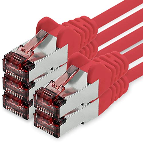 Freiwerk Cavo Di Rete Cat.6 5M Rosso - 5 X Cavo Ethernet Lankabel Cat6 Cavo Di Rete Lan Sftp Pimf Patchcable 1000 Mbit S Compatibile Con Cat5 Cat5E Ca
