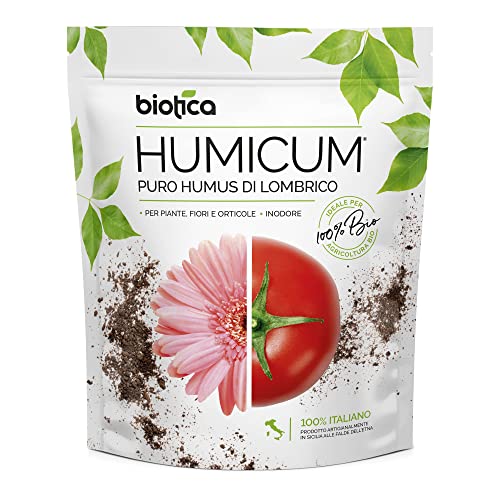 Biotica Humus Di Lombrico 100% Biologico Italiano Humicum - 6 Litri - Fertilizzante 100% Naturale Italiano, Terriccio Biologico, Concime Per Piante, F