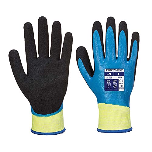 Portwest Aqua Cut & Grip Pro Guanti, Colore: Blu/Nero, Taglia: L, Ap50B8Rl
