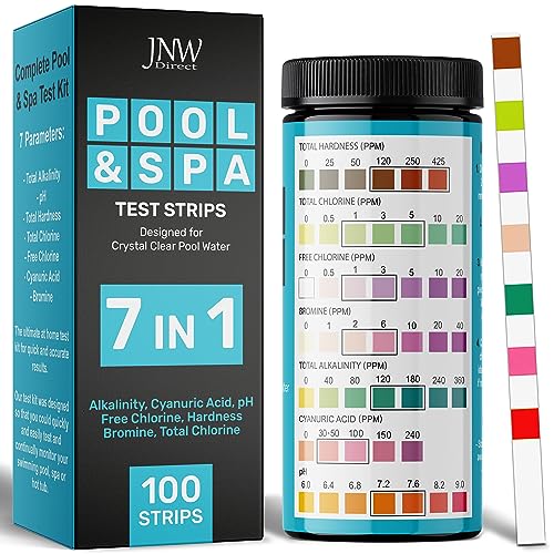 Jnw Direct - Strisce Reattive Per Piscine E Spa, Confezione Da 100 Strisce, Esame Del Ph, Cloro, Bromo, Durezza E Altro Ancora, Test Accurati 7 In 1 P