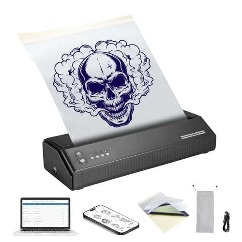 Vevor Termocopiatrice Per Tatuaggi Wireless Bluetooth, Stampante Per Tatuaggi Con 10 Fogli, Macchina Per Trasferimento Tatuaggi, Compatibile Per Telef