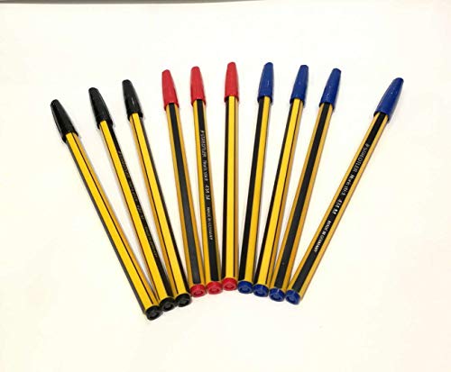 Staedtler [10 Pack] Noris Stick Penna A Sfera Confezione Da 10 Pezzi, Nera,Blu E Rosso (Multicolori)