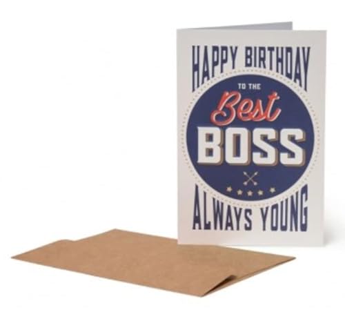 Fcp Selezione Cartoleria Varzi Biglietto Di Auguri Di Compleanno - To The Best Boss Always Young Per Lui Blu E Rosso