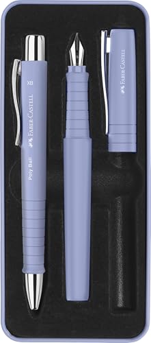 Faber-Castell 241051 - Set Da Scrittura Poly Pen Con Biro E Penna Stilografica, Iris Chiaro