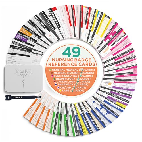 Badge Guru 2.0 By Tribe Rn Nurse Badge Cards – Carte Di Riferimento Per Infermieristica – Schede Flash Per Studenti Delle Scuole Di Medicina E Delle S