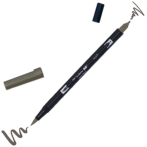 Tombow Abt Dual Brush Pen, Abt-N49, Penna A Due Punte, Perfetta Per Lettering E Bullet Journal, Acquerellabile, Grigio Caldo 8