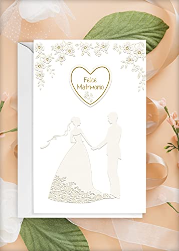 Partylandia Biglietto Felice Matrimonio Stampa (Oro A Caldo - Sposi)