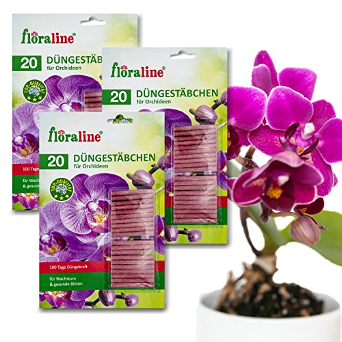 Floraline® | 60 Bastoncini Per Orchidee, Fertilizzante Per Orchidee Fino A 100 Giorni (Per Bastoncino) Magnifici Fiori Con Crescita E Fiori Sani, Uso
