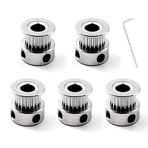 20 Teeth 6.35Mm Hole Gt2 Timing Pulley Kit For 3D Printer 6Mm Width Timing Belt With Wrench (5 Pezzi)