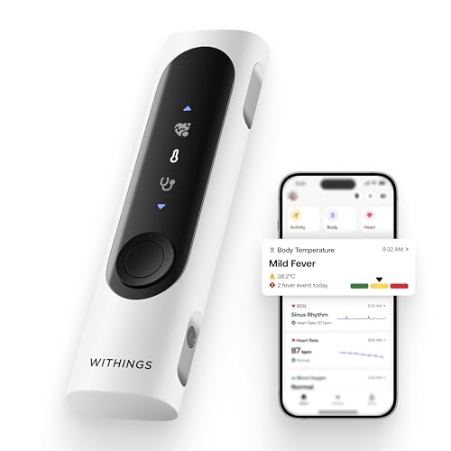 Withings Beamo – Termometro Digitale Intelligente Senza Contatto, Multiscan 4-In-1, Monitor Ecg, Pulsossimetro, Stetoscopio Digitale, Per Bambini E Ad