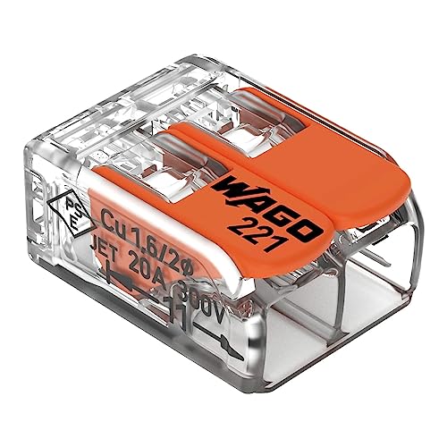 Wago Terminali Di Collegamento 221-412 | 2 Poli, Fino A 4 Mm², Connettori Per Cavi Compact Con Leva Per Tutti I Tipi Di Conduttori In Tutto Il Mondo,
