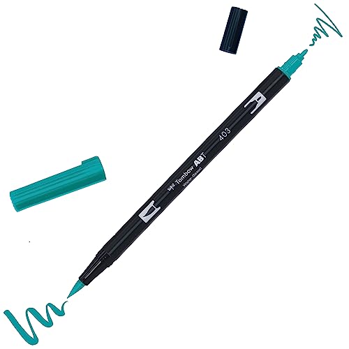 Tombow Abt-403 - Pennarello Abt Dual Brush Pen Con Due Punte, Blu Brillante